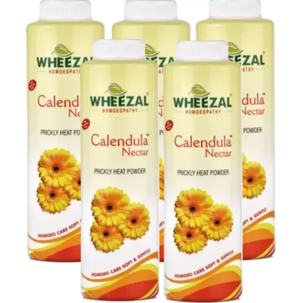 Calendula Nectar Prickly Heat Powder 100g, Pack of 5, Wheezal