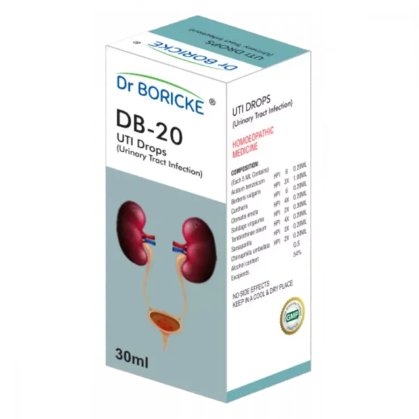 DB 20 UTI Drops (Urinary Tract Infection) 30ml, Dr Boricke