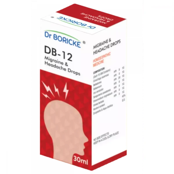 DB 12 Migraine & Headache Drops 30ml, Dr Boricke