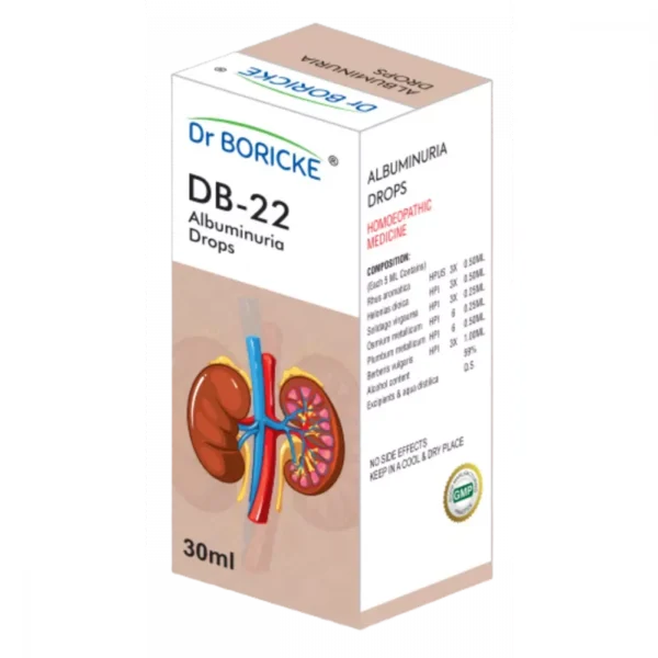DB 22 Albuminuria Drops 30ml, Dr Boricke