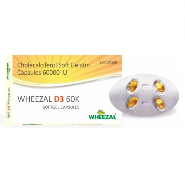 D3 60K Softgel 4Softgel, Wheezal